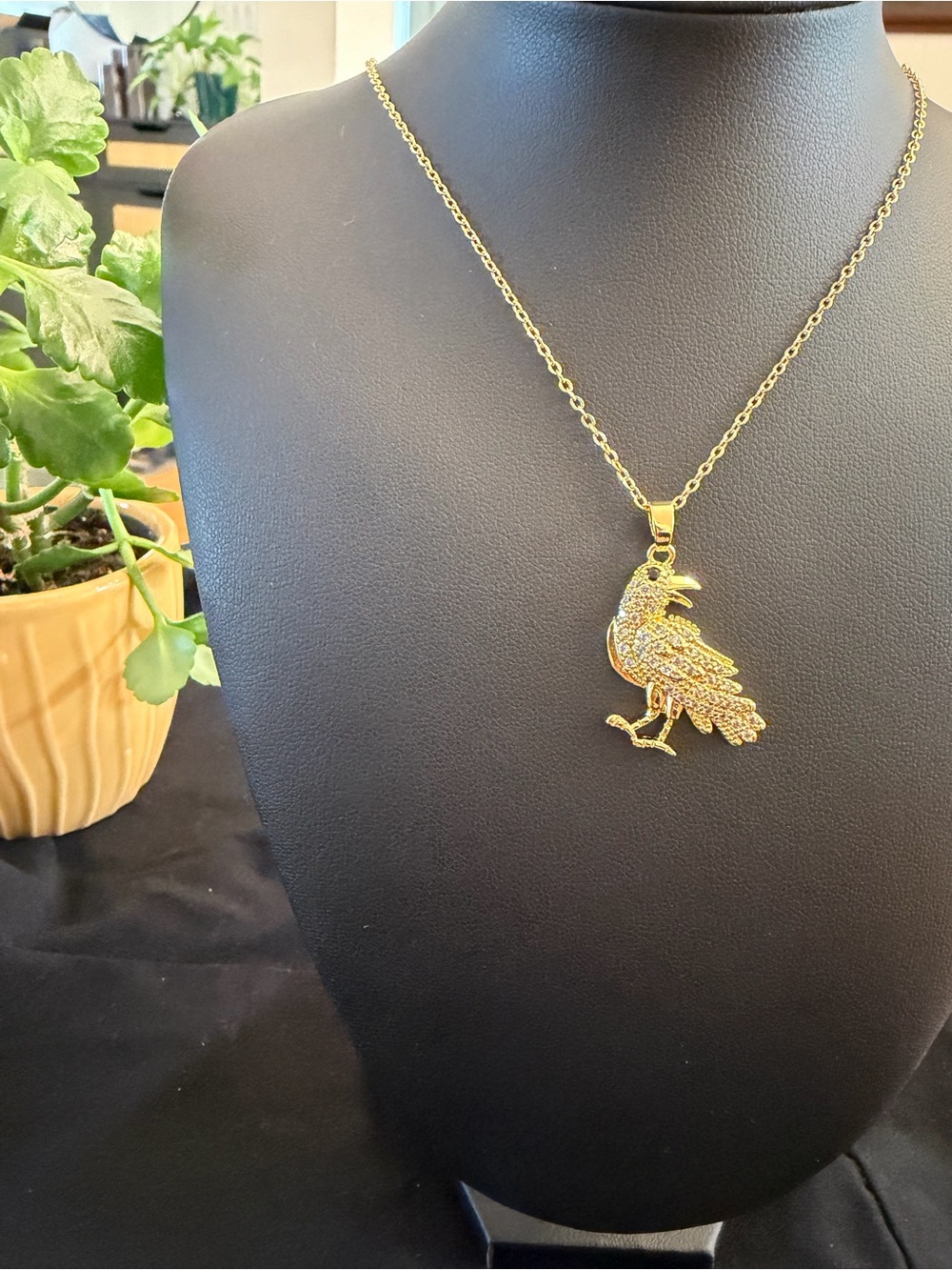 Gold Bird Pendant Necklace - Elegant Bird Charm